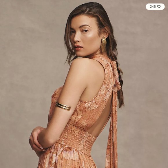 BHLDN High-Neck A-Line Chiffon Gown size XS - Picture 2 of 4